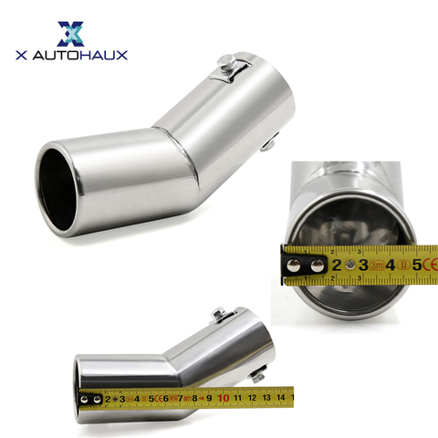 X AUTOHAUX Universal Stainless Steel Curved Exhaust Tail Car Muffler Tip Pipe Fit Diameter 1.91cm/0.75