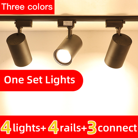 Whole Set Led Track Light 12/20/30/40W COB Track Lights Aluminum Rails Lighting Spot Light Fixture For Kitchen Living Room Home ► Photo 1/6