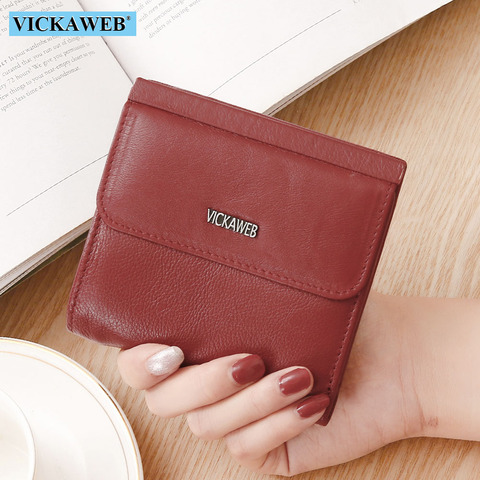 VICKAWEB Women Small Genuine Leather Wallet Fashion Cute Ladies Purse Female Hasp Womens Wallets And Purses Mini Money Short Bag ► Photo 1/6