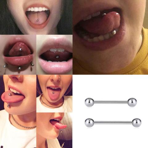 Price History Review On 2pcs 14g 1 6mm Tongue Rings For Women Stainless Steel Tongue Piercing Barbell Ring Bar Tragus Tong Piercing Body Jewelry Pircing Aliexpress Seller Diyalo Factory Store