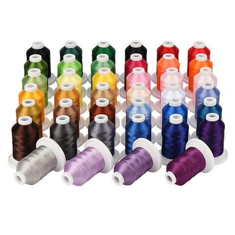 Simthread 40 Brother Colors Polyester Embroidery Thread For Brother/Babylock/Janome Machine 550Y Mini Cones With High Quality ► Photo 1/6