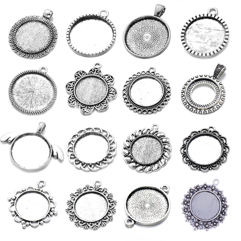 10pcs/lot 25mm Cabochon Charm Pendant Blank Bezel Setting For Pendant Necklace DIY Jewelry Making Crafts Accessories Findings ► Photo 1/6