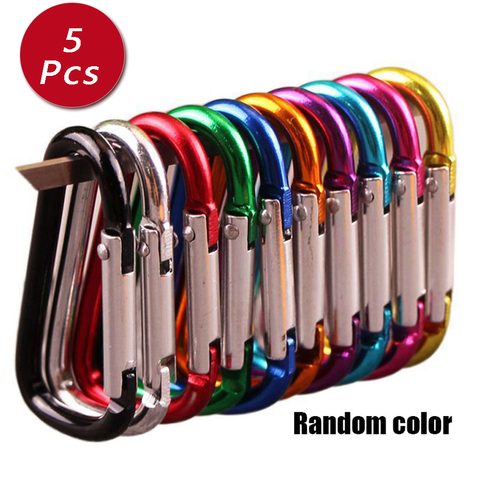 5PCS Multi Colors Aluminium Alloy Safety Buckle Keychain Climbing Button Carabiner Camping Hiking Hook Outdoor Sports Tools ► Photo 1/1