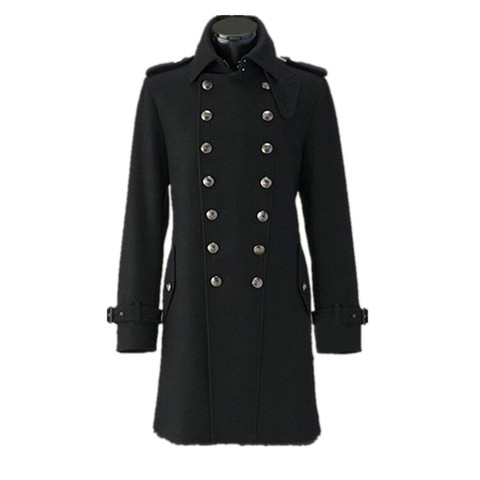 WWII German Army Overcoat General Coat Winter Wool Coats Double-Breasted Men Winter Woolen Black Solid Color ► Photo 1/4