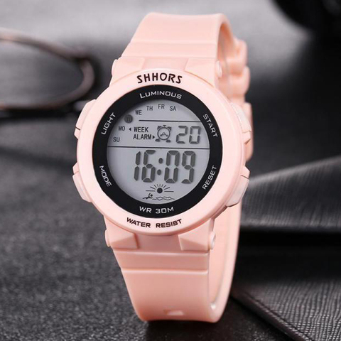 Shhors Fashion Sports Watch Women Led Digital Watches Pink Silicone Band Electronic Watches Cheap Price Dropshipping Reloj Mujer ► Photo 1/5