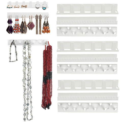 Adhesive Wall Hanging Shelf Jewelry Necklace Rings Earrings Keys Display Stand Rack Holder Organizer Rack Sticky Hooks ► Photo 1/6