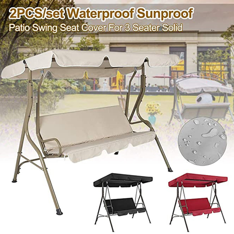 Patio Swing Cushion Cover Set Swing Canopy Cover & 3 Seat Swing Seat Cover Replacement Protection Cover Courtyard Furiture Cover ► Photo 1/6