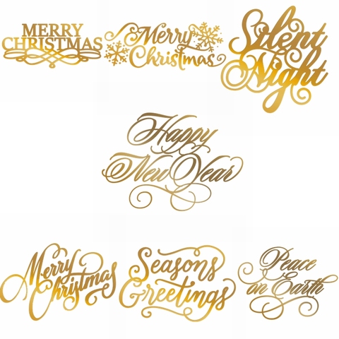 Merry Christmas Happy New Year Sentences Metal Cutting Dies Hot Foil Plates Scrapbooking Craft Embossing Cards New Die Cut 2022 ► Photo 1/6