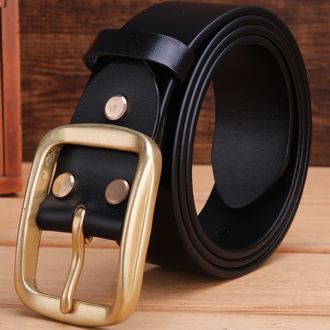 solid brass buckle for mens belts luxury full grain 100% genuine leather designer belt men high quality 2022 vegetabel tanned ► Photo 1/1