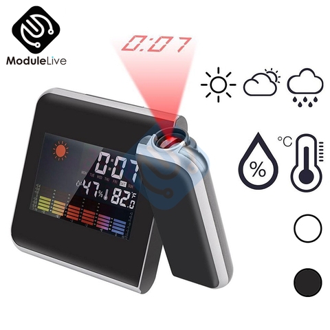 Creative Color LCD Digital Projection Alarm Clock Temperature Thermometer Humidity Hygrometer Desk LED Time Projector Calendar ► Photo 1/6