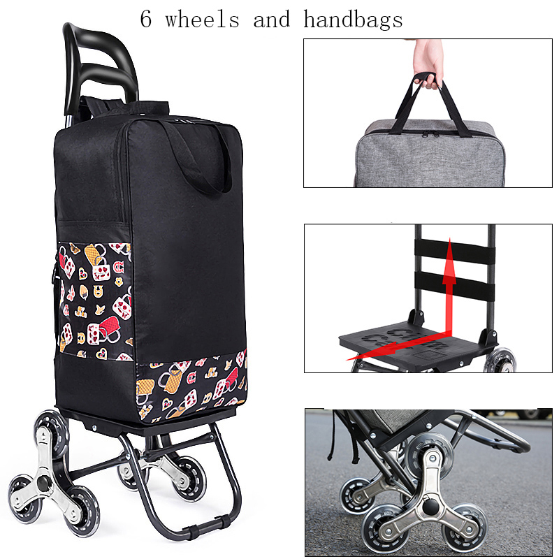 KFDQ Old Person Shopping Trolleys，Shopping Cart Folding Portable Loading Cart Luggage Trolley Trolley Trolley Trailer Small Trolley Home Elderly,Pink