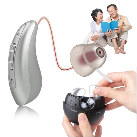 1 Pair Rechargable  BTE Hearing Aids Invisible Hearing Loss Sound Amplifier Armature Driver Adjustable Tone For Elderly Deaf ► Photo 1/6