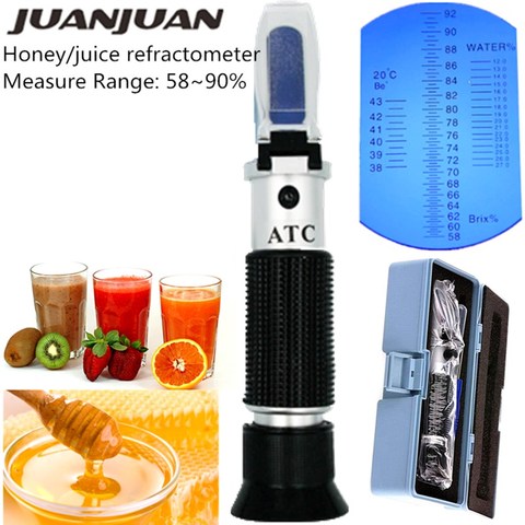 RHB-90ATC Beekeeper Honey Hand Held Honey Refractometer 58-90% Brix Sugar Baume Water Content Tester with Retail Box  30%off ► Photo 1/6