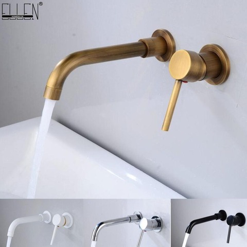 Modern Brass Wall Mounted Bathroom Basin Faucet Wall Sink Swivel Spout Bath Mixer Tap Crane Antique Bronze Finished ELK202 ► Photo 1/6