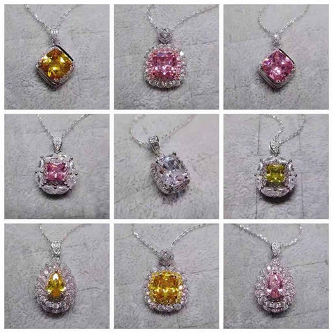 CC 925 Silver Pendants For Women Cubic Zirconia Colorful Wedding Engagement Bridal Fine Jewelry Necklace Pendant No Chain ► Photo 1/6