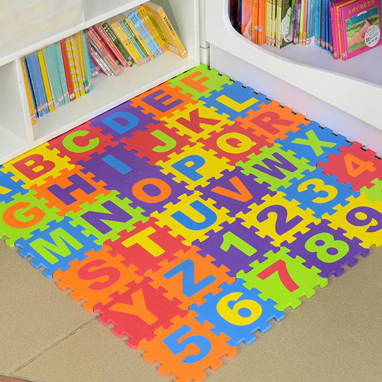 36Pcs Russian Letters Numbers Small Floor Soft EVA Foam Baby Play Mat Tiles ~2" 