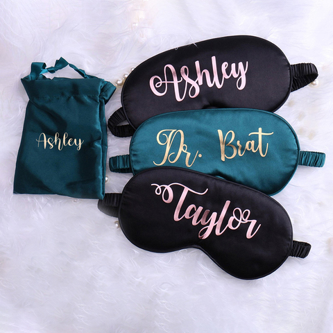 Personalized Satin Eye Mask for Sleeping Birthday Party Sleepover Gift Anniversary Customized Monogram Bachelorette Favor ► Photo 1/5