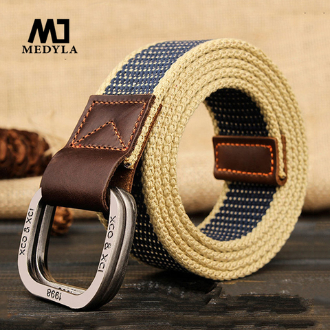 MEDYLA  Belts For Men Double buckle Striped Adult Casual Men Knitted  Belt Man Canvas Lengthen Strap ► Photo 1/6