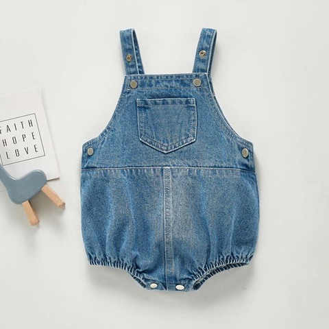 Baby Boys Girls Clothing Sleeveless Baby Denim Bodysuits Kids Jumpsuit New Autumn Baby Denim Overalls ► Photo 1/6