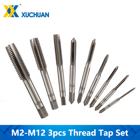 3pcs Hand Thread Tap Set High Speed Steel Metric Plug Tap Metal Screw Hole Tap Drill Hand Tap Set M2/M3/M3.5/M4/M5/M6/M8/M10/M12 ► Photo 1/6