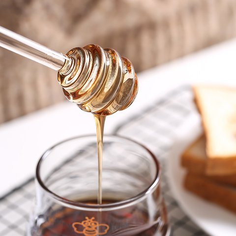 1Pc Honey Spoon Glass Honey Dipper Stick Syrup Dispenser Server 6 Inch Glass Honey Spoon Stick for Honey Jar Kitchen Accessories ► Photo 1/6