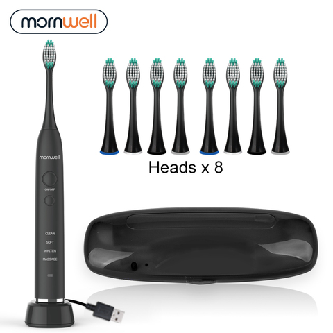 Electric Toothbrush USB Inductive Charging Sonic Toothbrush Adults Electric Sonic toothbrush Black 8 Brush Heads & Travel Case ► Photo 1/6