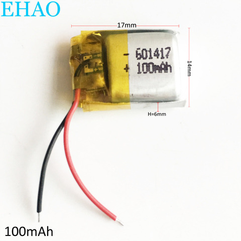 EHAO 601417 3.7V 100mAh LiPo Rechargeable Battery Lithium Polymer For Mp3 PAD DVD E-book bluetooth headset headphone ► Photo 1/4