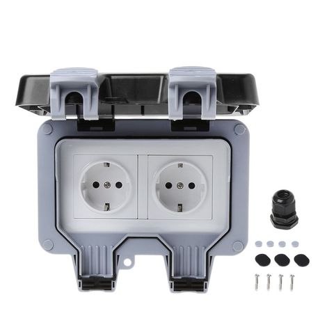 IP66 Waterproof Outdoor Wall Switch Power Socket 13A EU Standard Electrical Outlet Socket Panel AC 220~250V ► Photo 1/6