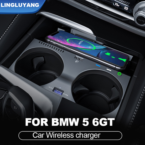 For bmw New 5 6 Series G30 G38 G32 6GT 2017 2022 Car mobile phone wireless charger QI car accessories ► Photo 1/6