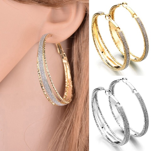 Classic Round Big Hoop Earring 1 Pair Round Loop Circle Gold And Silver Color Hoop Earring Large Size Punk Earrings For Women ► Photo 1/6