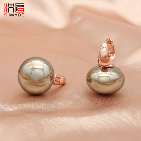 SJMADE 2022 Trend Big Simulation Pearl Dangle Earrings For Women Wedding Jewelry Christmas Gift Fashion Rose Gold Eardrop ► Photo 1/6
