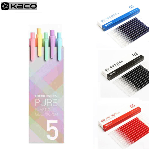 5pcs/pack KACO Sign Pen Macaron Cololful 0.5mm Pen KACOGREEN black Ink Ballpoint pen Durable Signing Pen ABS Plastic Smooth Ink ► Photo 1/6