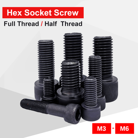 Hexagon socket head cap screw bolts M3 M4 M5 M6 carbon steel black color screws din 912 very hardness 12.9 grade for machinery ► Photo 1/6