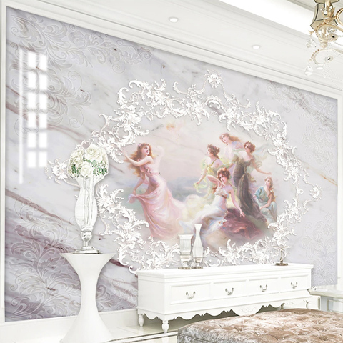 Custom 3D Wallpaper European Style Stereo Angel Jazz White Marble Murals Living Room Bedroom Home Decor Wall Papers For Walls 3D ► Photo 1/6