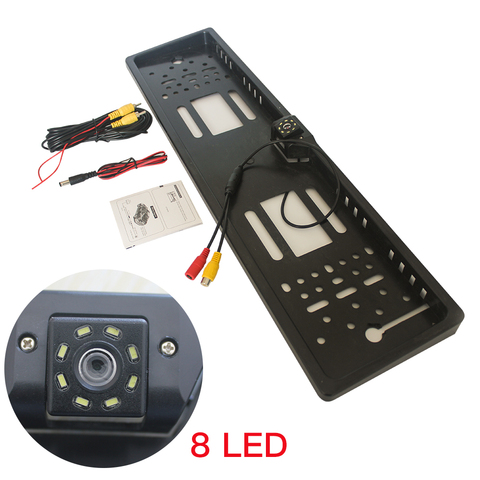 European license plate frame, LED8 light camera, European license plate frame with LED reversing camera ► Photo 1/5