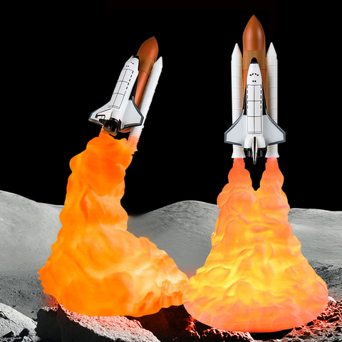 Dropship 3D Print Space Shuttle Moon Lamp USB Rechargeable Rocket Night Light for Space Lover Indoor Home Desk Light Decoration ► Photo 1/6