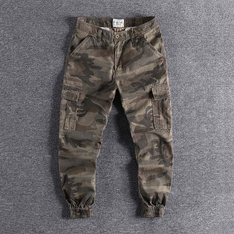 American style camouflage overalls men's fashion brand loose Leggings men's casual sports Harem Pants multi bag trouser 0316 ► Photo 1/4