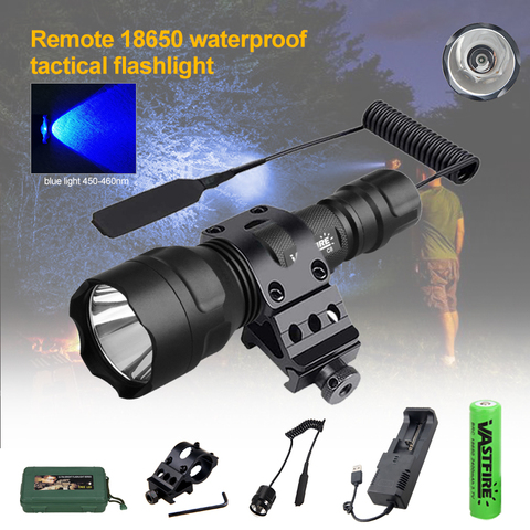 C8 150 Yards UV 395NM LED Tactical Hunting Flashlight Ultraviolet Rifle Gun Light+Switch+20mm Rail Barrel Mount+18650+Charger ► Photo 1/6