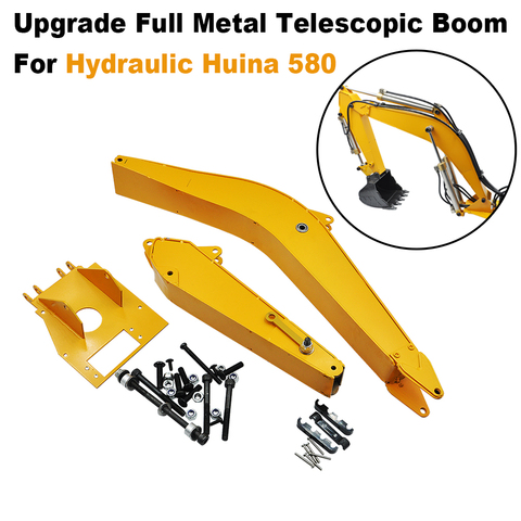 Upgrade Full Metal Telescopic Boom Arm For Hydraulic Cylinder of  Huina 1580 Excavator 1/14 RC Hydraulic Excavator Parts ► Photo 1/6