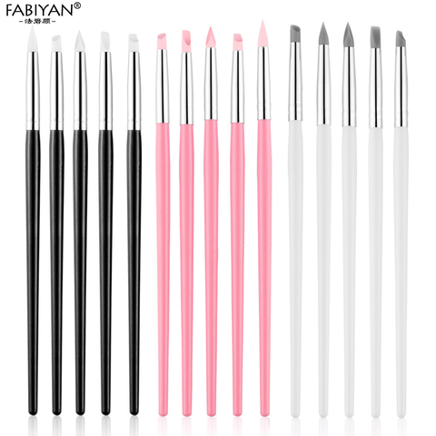 5Pcs Silicone Nail Art Pen Brush Carving Emboss Hollow Pottery Sculpture Brush UV Gel Shaping Clay Dotting Polish DIY Tools Set ► Photo 1/6