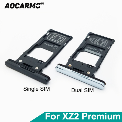 Aocarmo For Sony Xperia XZ2 Premium H8116 H8166 XZ2P Single Dual Sim Tray Slot Memory MicroSD TF Card Holder Reader ► Photo 1/6