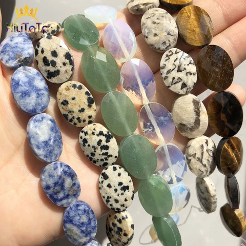 Natural Faceted Yellow Tiger Eye Aventurine Jaspers Stone Beads Oval Shape Loose Spacer Beads For Jewelry Making DIY Bracelet ► Photo 1/6