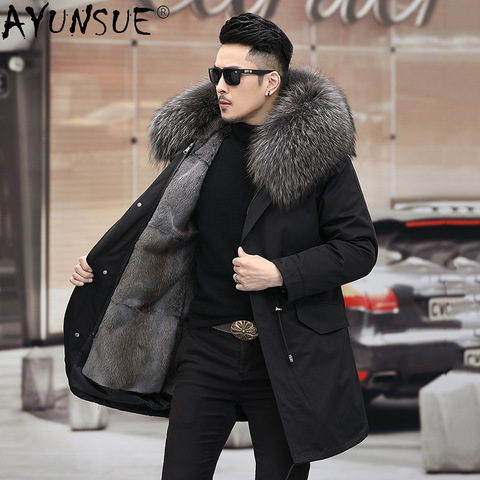 AYUNSUE 2022 Men's Clothing Winter Jacket Men Real Mink Fur Coat Male Thick Parkas Hooded Mens Jackets Ropa De Hombre LXR 631 ► Photo 1/6