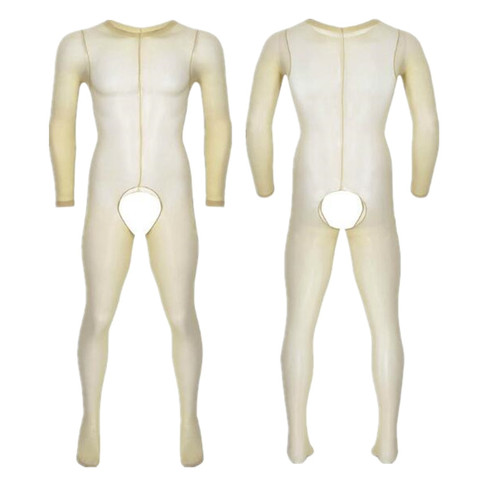 Mens Jumpsuit See Through Bodysuit Sheer Long Sleeves Underwear Summer Gay Nightwear Fetish Crotchless Lingerie Body Stockings ► Photo 1/6