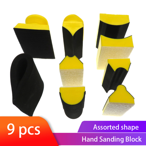 9Pcs/Set Hand Sanding Sanding Pad Assorted Shaped Sanding Disc Holder Grinding Sponge for Hook & Loop Sandpaper Abrasive Tool ► Photo 1/6