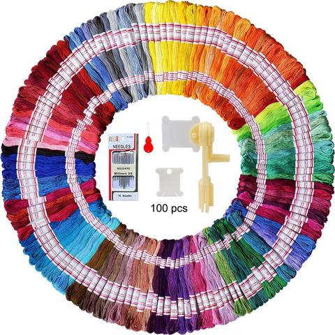 100 Pieces Plastic Floss Bobbins with Floss Winder for Embroidery Floss Organizer Cross-Stitch Thread Holder & Embroidery Floss ► Photo 1/6