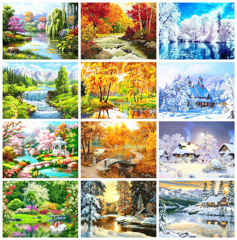 Huacan Diamond Painting Kit Winter House Scenery Full Square/round