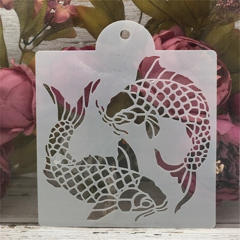 15*17.5cm Two Carp Fish DIY Craft Layering Stencils Painting Scrapbooking Stamping Embossing Album Paper Card Template ► Photo 1/1