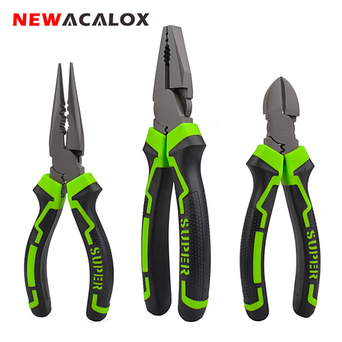 NEWACALOX 6''-8'' Multifunction Wire Stripper Cutter Pliers Long Nose Pliers Diagonal Pliers Set for Jewelry DIY Hand Tool Kit ► Photo 1/6