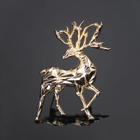 Exquisite and Cute Gold Christmas Deer Animal Men's Brooch Women's Clothing Versatile Accessories ► Photo 1/5